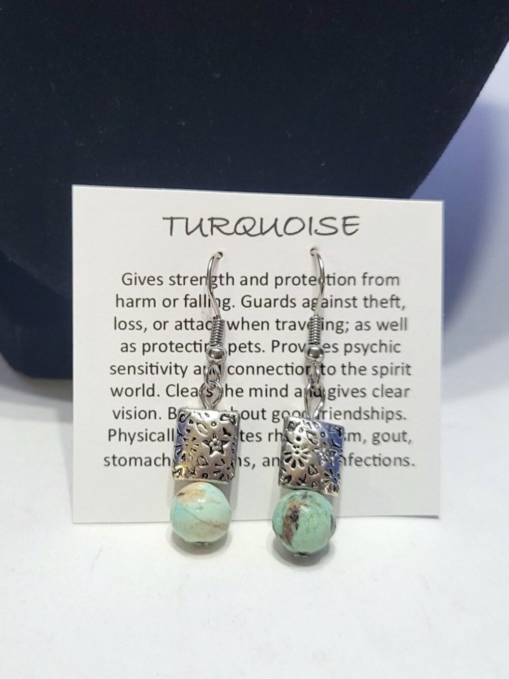 Vintage Natural Stone Turquoise Dangle Drop Earrings